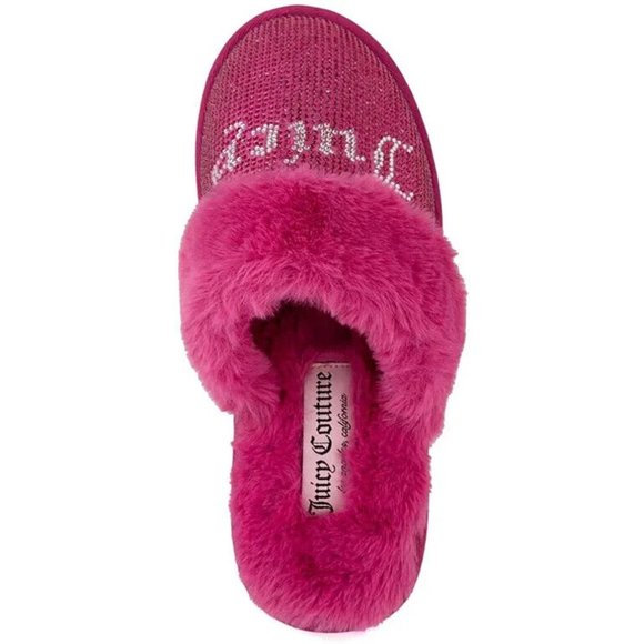 Juicy Couture 6 Kisses Magenta Slide Slipper Sandals Faux Fur Women's Sizes New - Picture 11 of 13